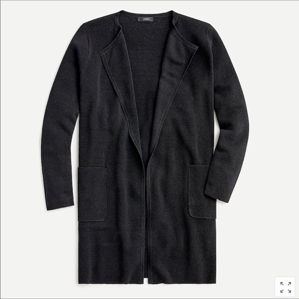 J. Crew Black Juliette Collarless Sweater Blazer in Linen Blend